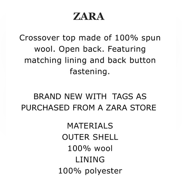 ZARA BLACK BUTTONED ZW WOOL TOP LIMITED EDITION SZ XS/S - Picture 13 of 13